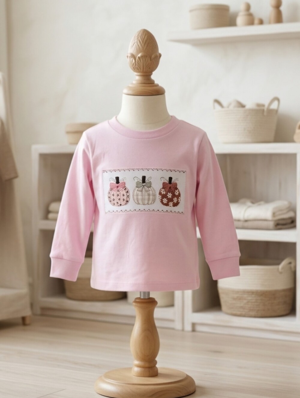 Pink Pumpkin Long-Sleeve T-Shirt | Rabbit Skins | Size 2